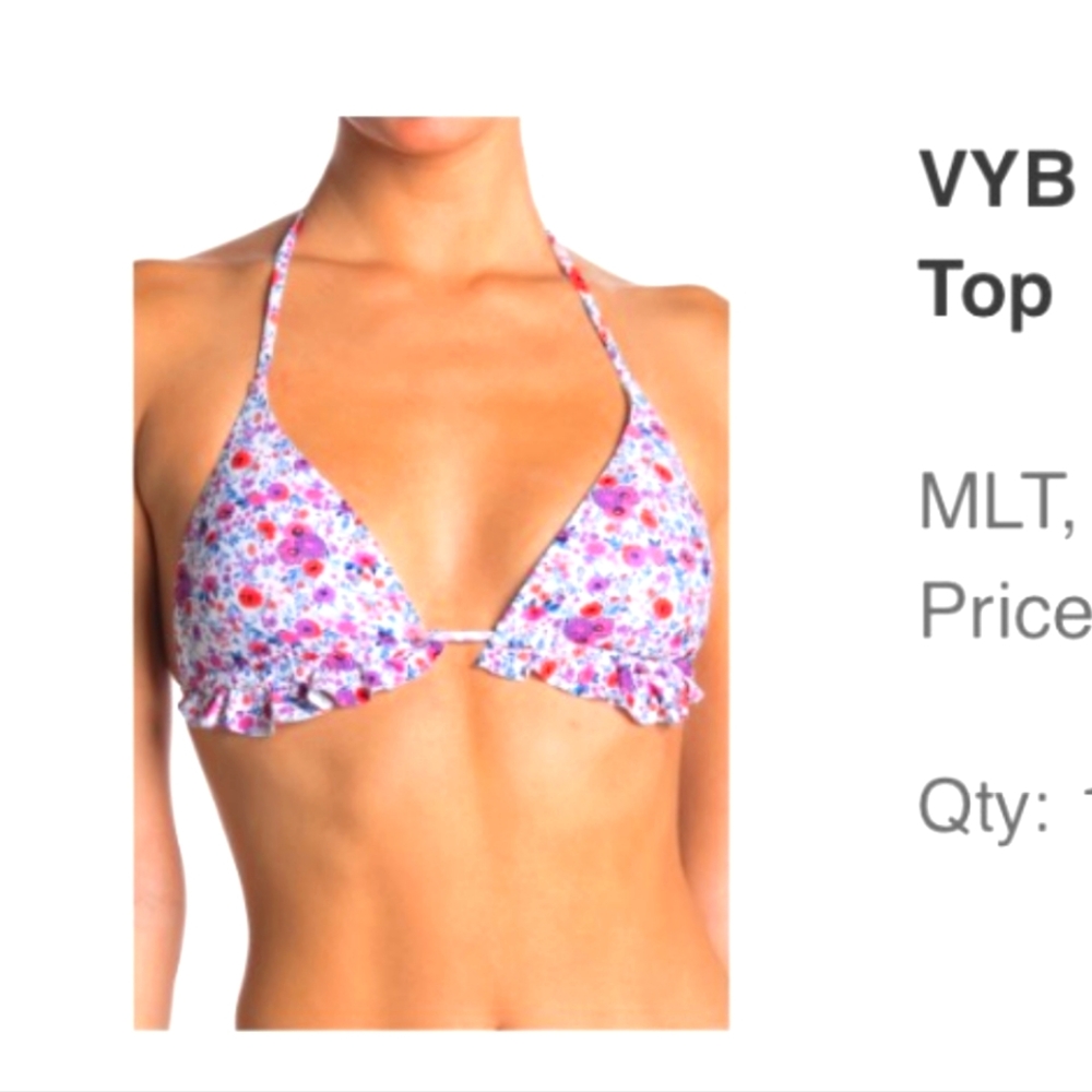 VYB Sweet Shop Ruffle Triangle Bikini Top, Size Medium